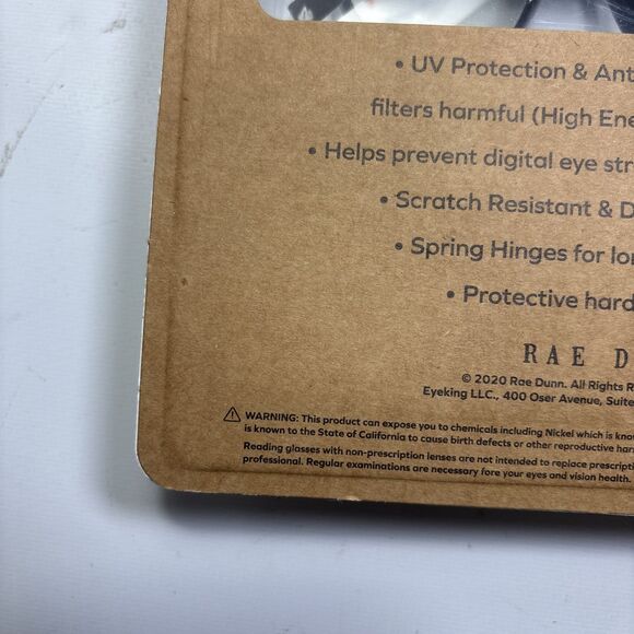 Rae Dunn  2 Pair Blue Light Blocking Reading Glasses & 1 Case  ~ Brown & Clear - Picture 12 of 13